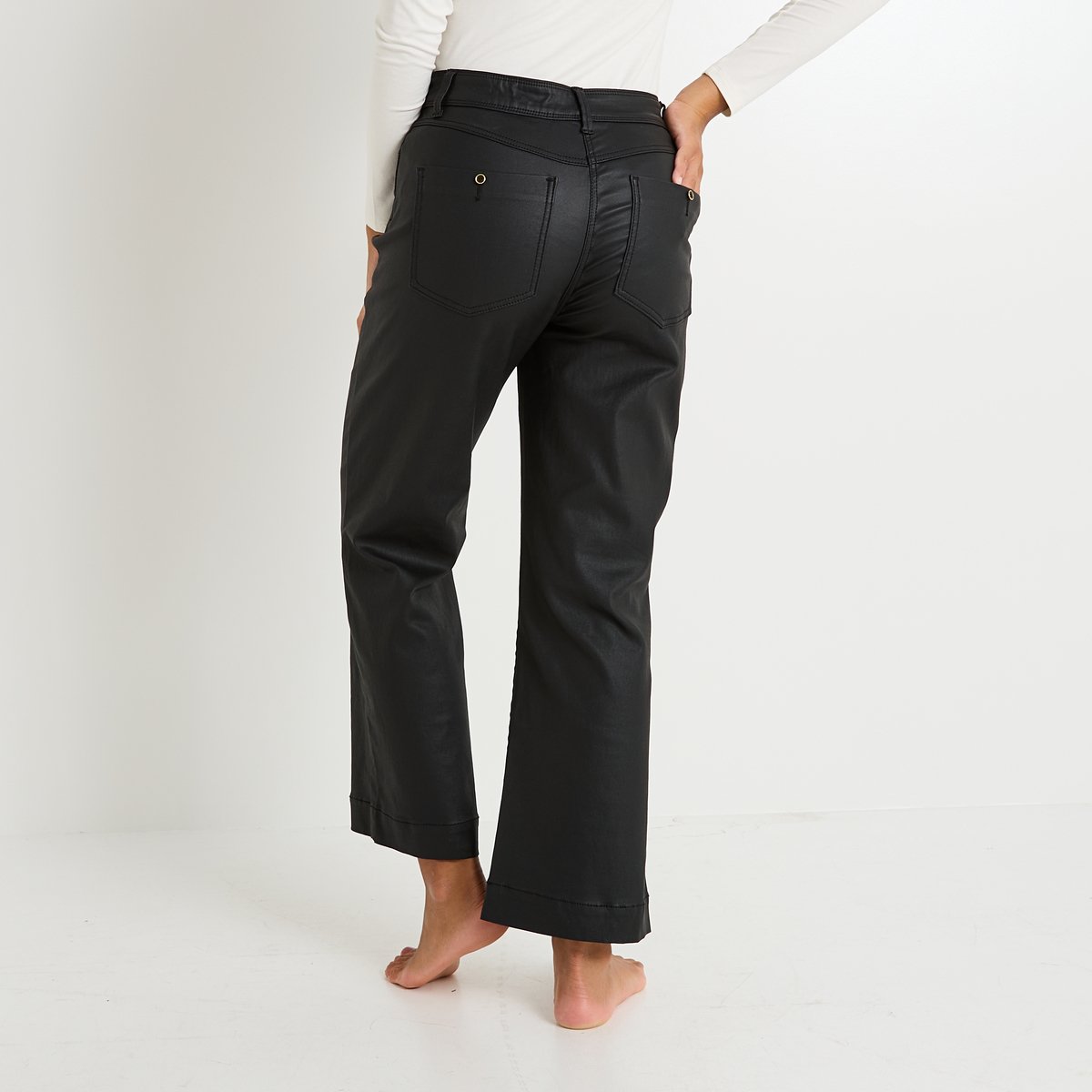 Jean flare raccourci EKANSAS RF02 noir, GRAIN DE MALICE
