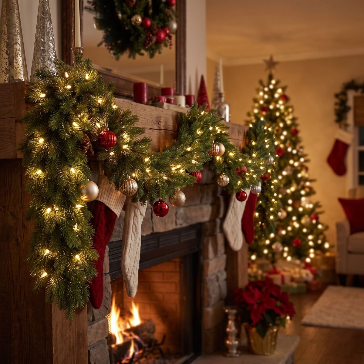 Guirlande de Noël avec LED L180 cm FOREST FROSTED vert, TRIUMPH TREE