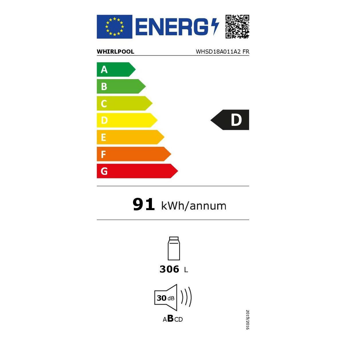 Réfrigérateur 1 porte encastrable WHSD18A011A2FR couleur unique, WHIRLPOOL