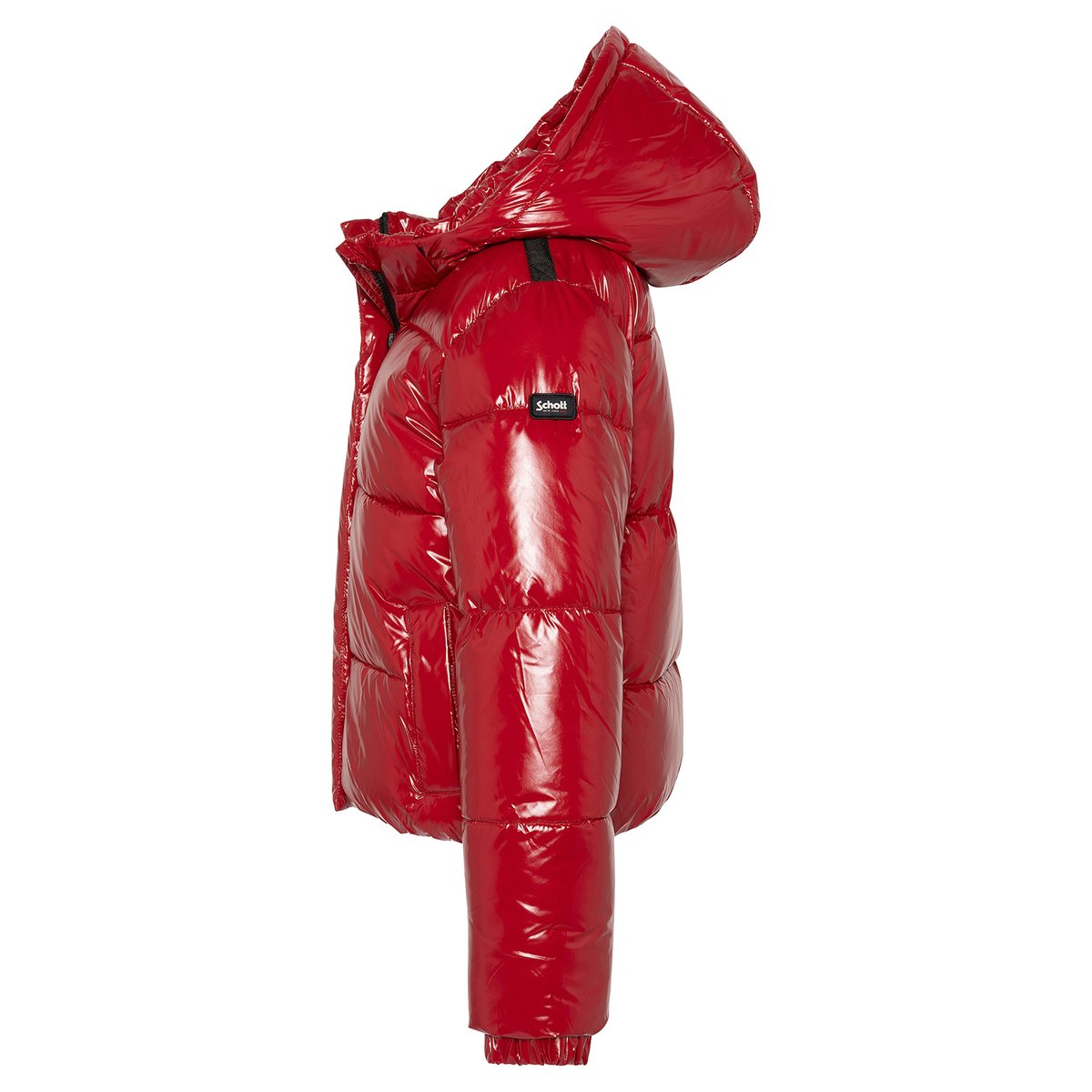 Blouson shiny à capuche enfant rouge, SCHOTT