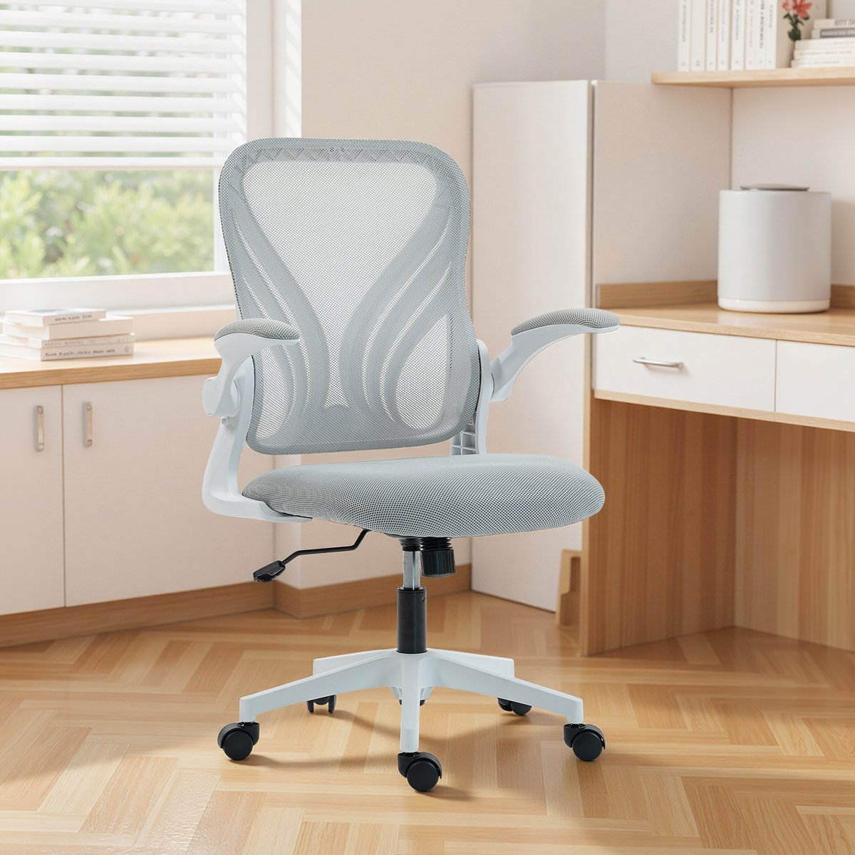 Chaise de bureau Maille (100% polyester) Gris gris clair, HOMCOM
