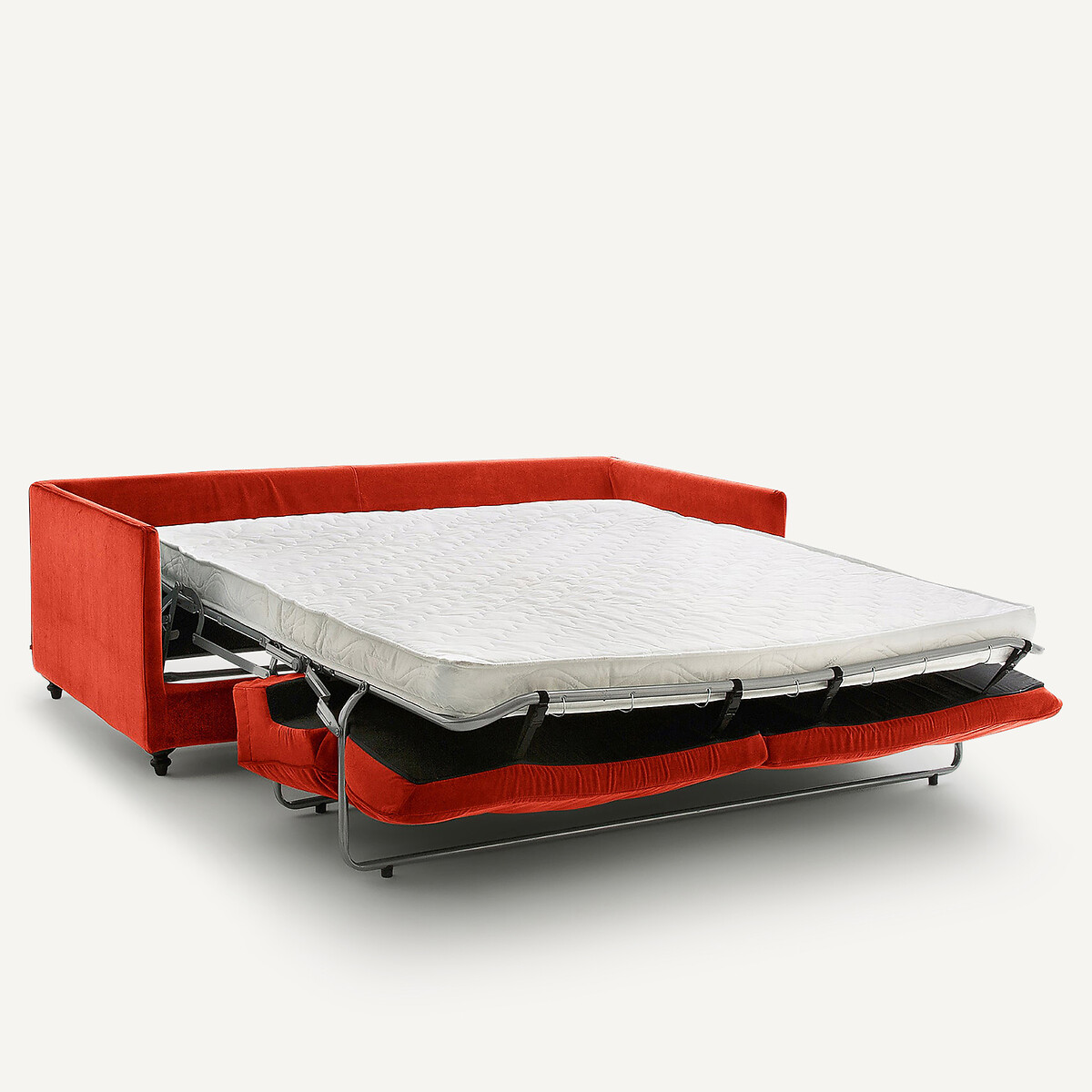 Canapé 3P convertible velours, Lazare rouge cinabre, AM.PM