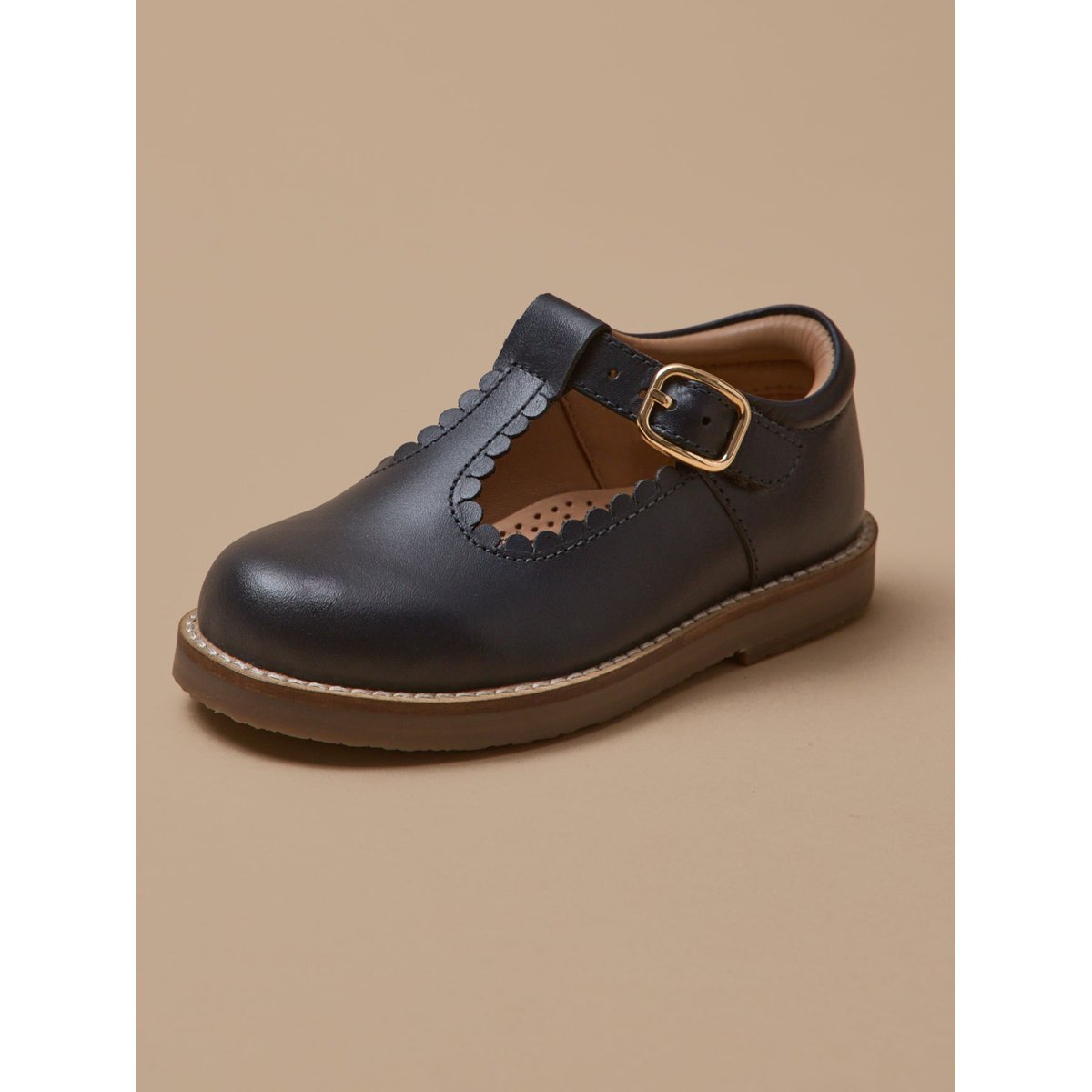Salomés en cuir marine, CYRILLUS