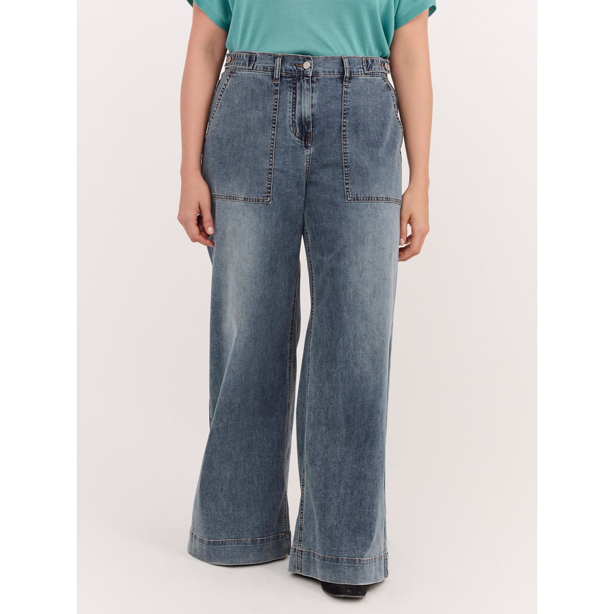 Jean Wide Leg avec maxi poches bleu, FIORELLA RUBINO