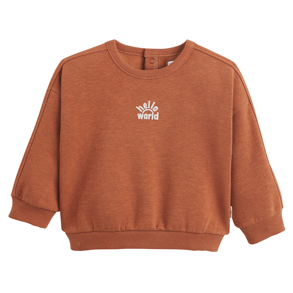 Sweat col rond, pressionné au dos, en molleton marron, LA REDOUTE COLLECTIONS