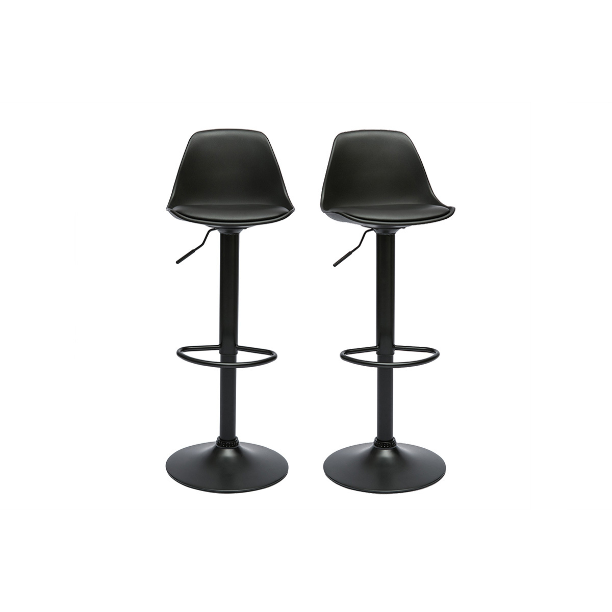 Tabourets de bar design noirs (lot de 2) STEEVY noir, MILIBOO