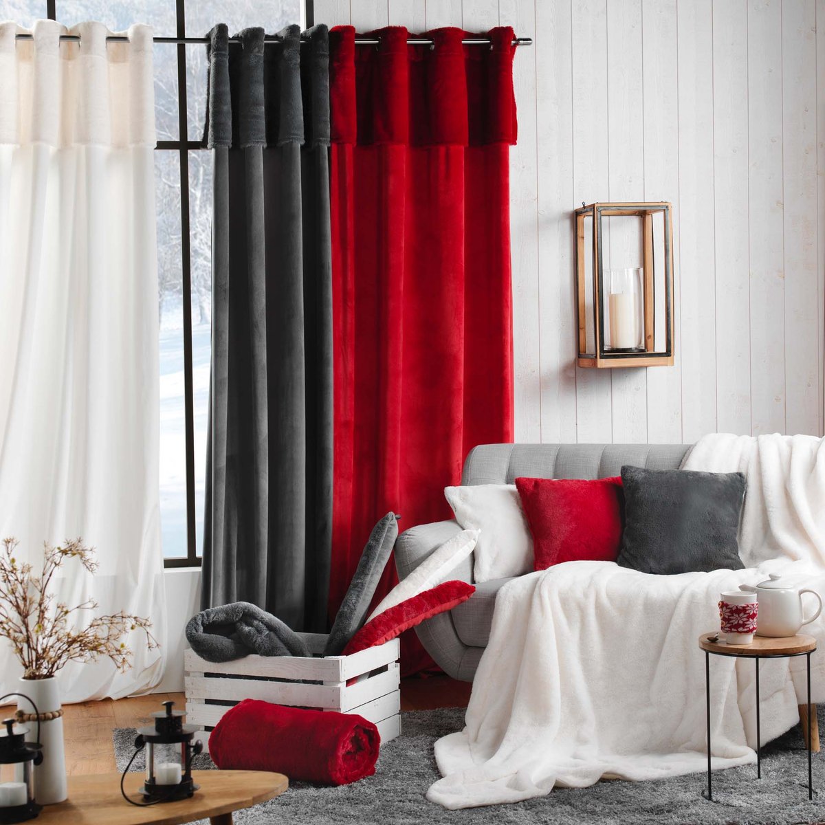 Plaid a poils doux Caresses anthracite, EDEN