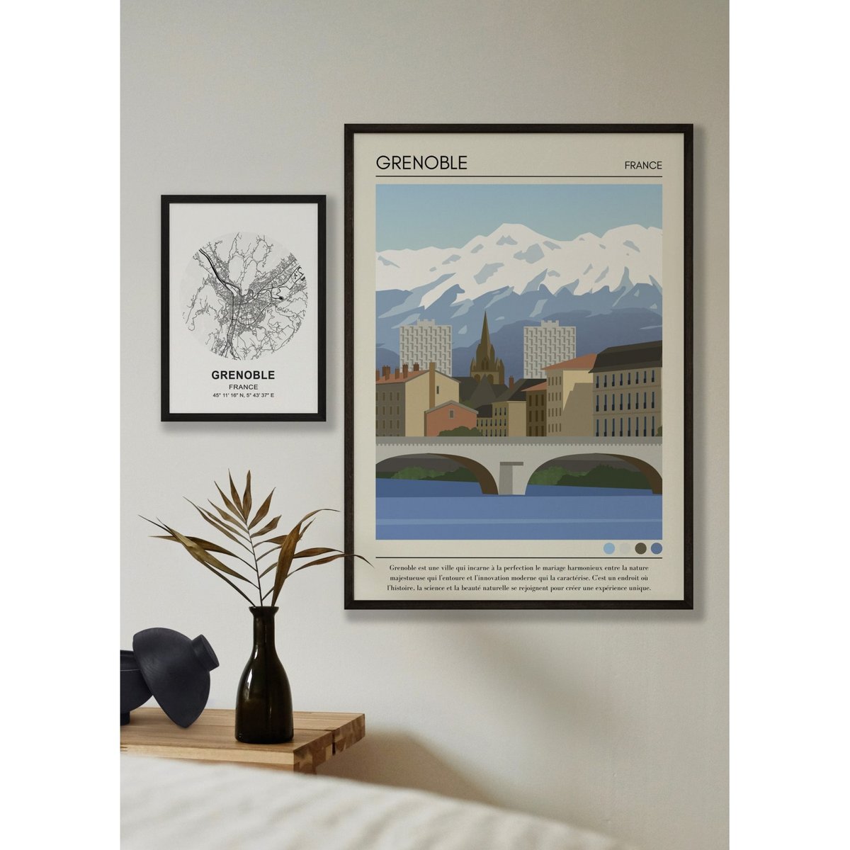 Affiche ville Grenoble Vintage blanc, L'AFFICHERIE