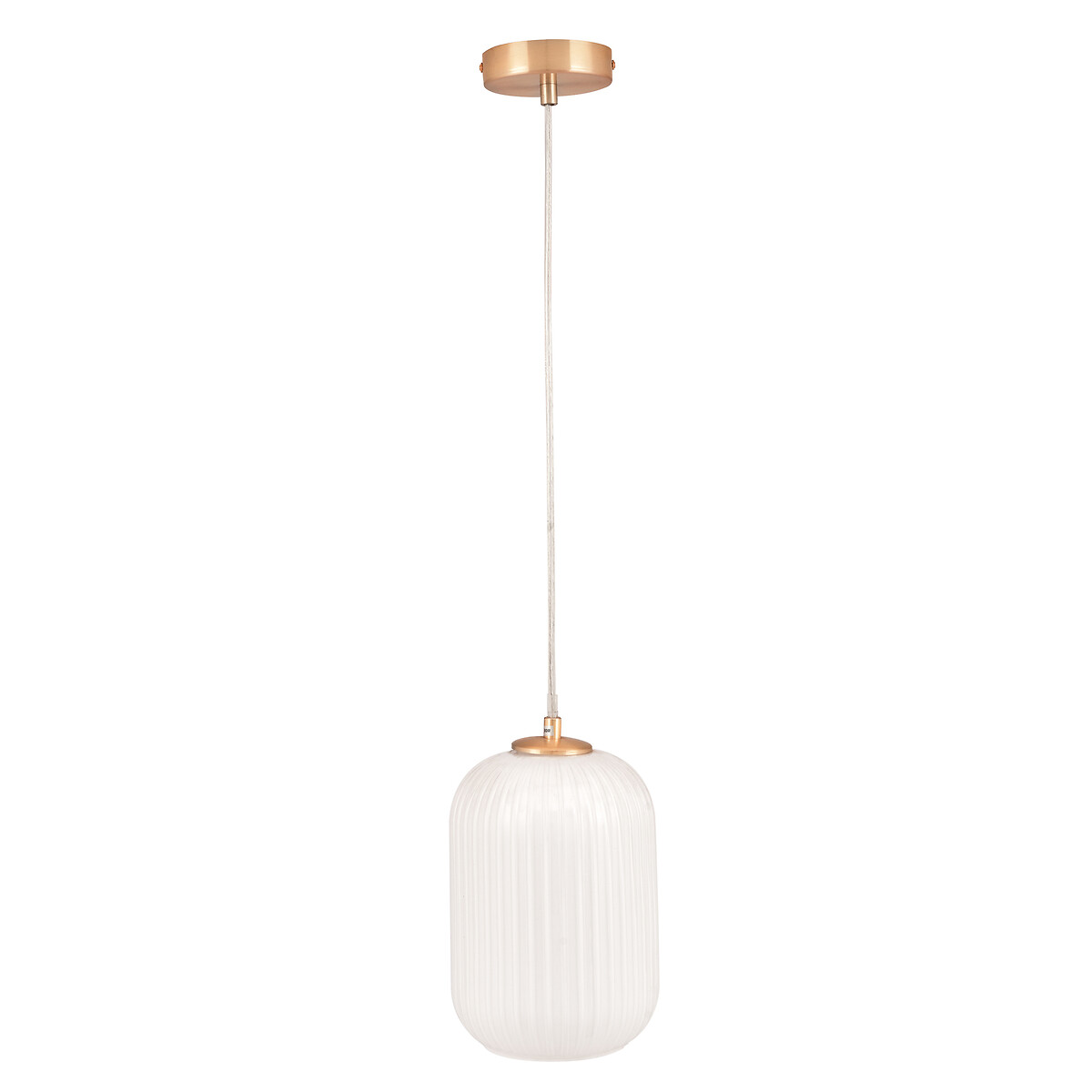 Alexi White Ribbed Glass Pendant Light in Gold gold-coloured, SO'HOME