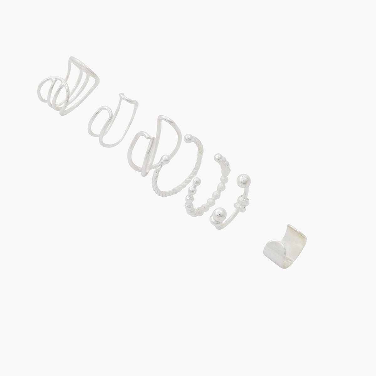 Set de 7 ear cuffs argenté argenté, BALABOOSTE