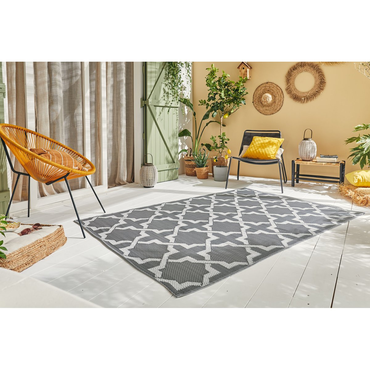 Tapis extérieur baroque SCOOBI gris, NAZAR RUGS