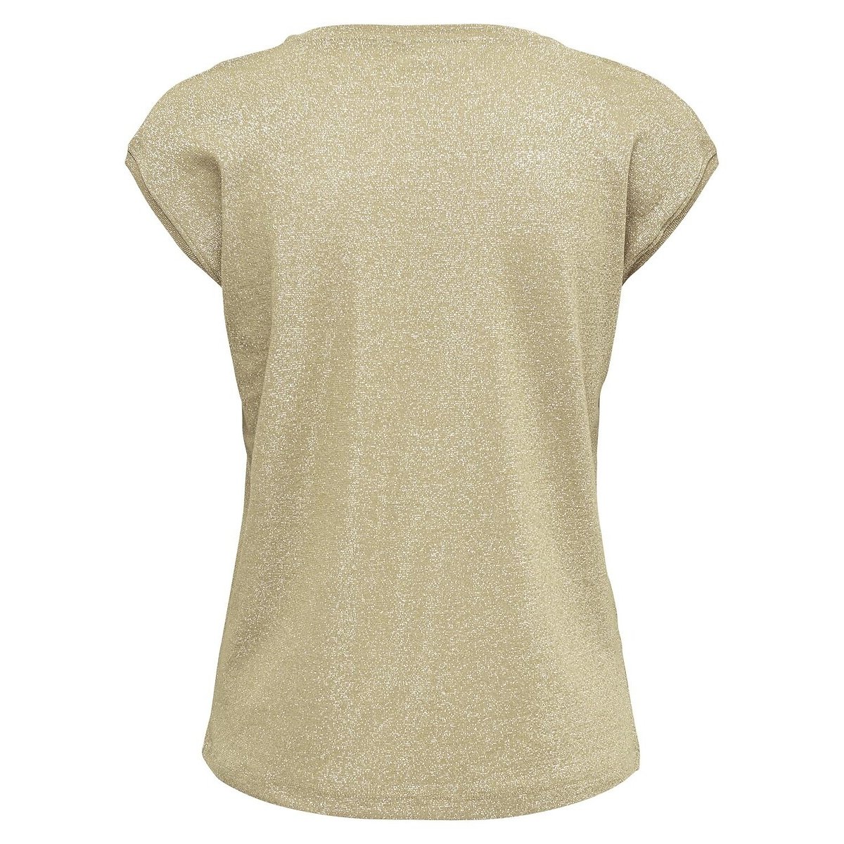 Metallic V-Neck T-Shirt with Short Sleeves gold-coloured, ONLY