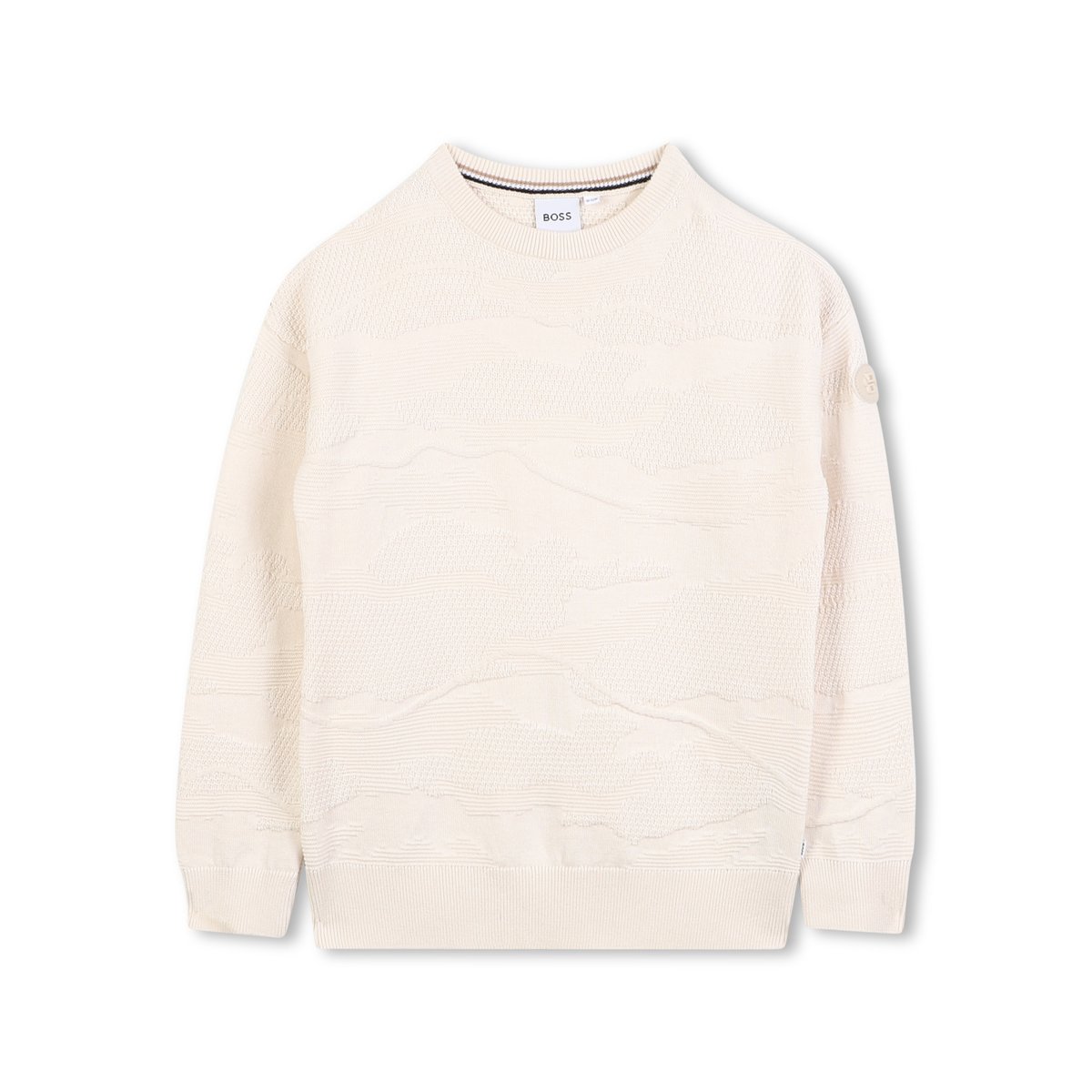 Pull à col rond vanille, BOSS KIDSWEAR