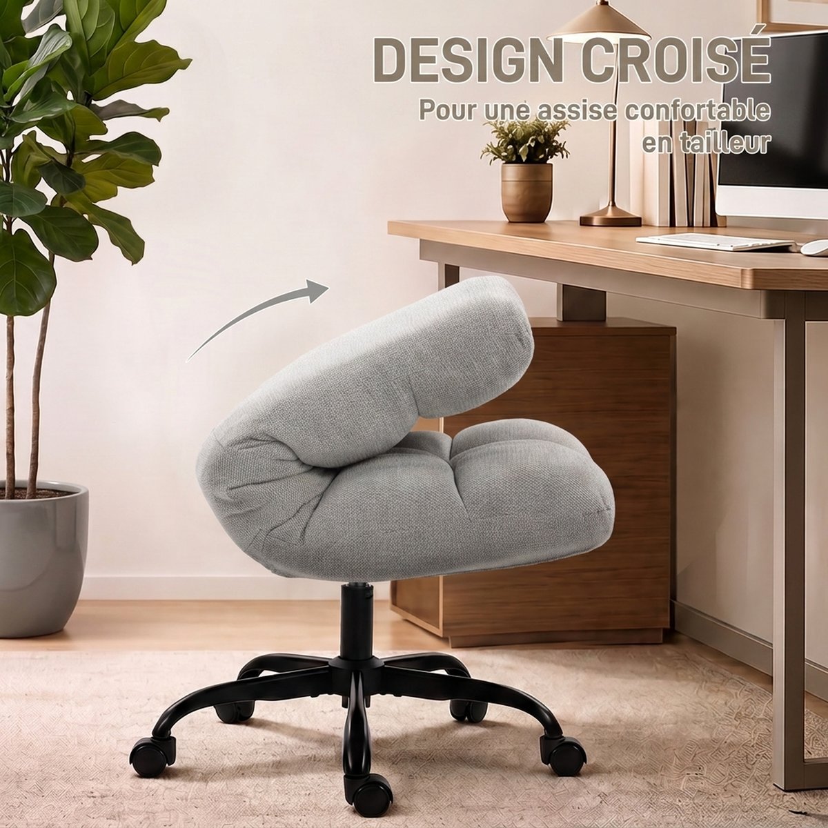 Accent Chair Chenille (100 % polyester) Gris gris clair, HOMCOM