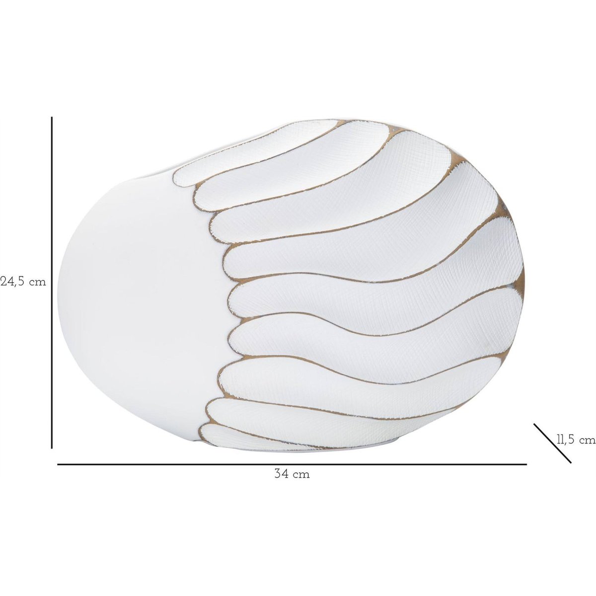 Vase rond à relief ondulé sculptural BOHO CHIC blanc patiné, RECOLLECTION