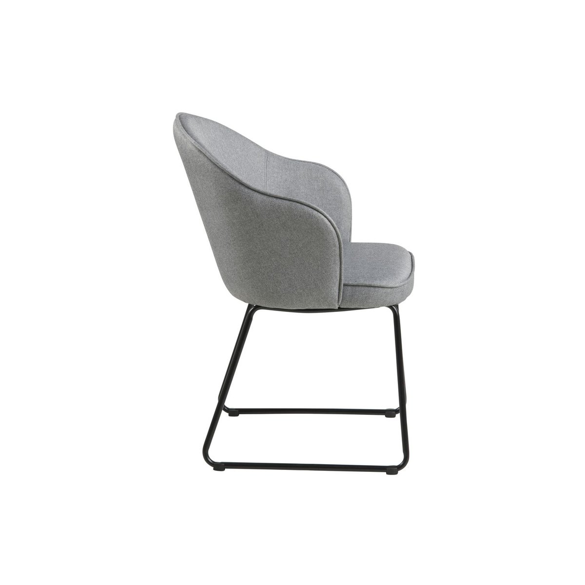Chaise de salle à manger avec accoudoirs avec pieds en métal MARCELLE gris, TOILINUX