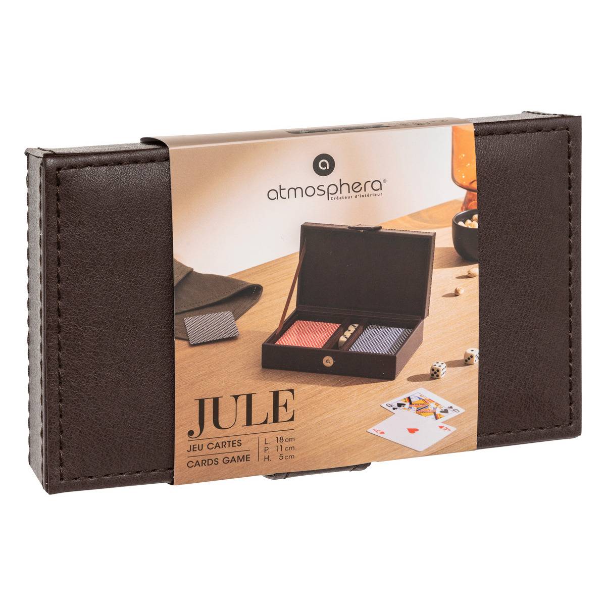 Coffret jeu de cartes JULE marron tonka, ATMOSPHERA