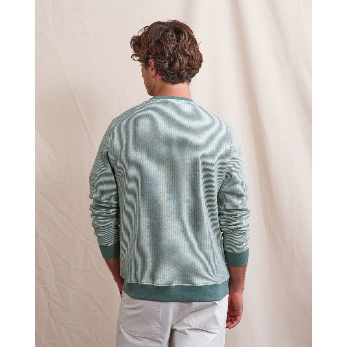Sweat BUSSY écru et vert clair, FAGUO