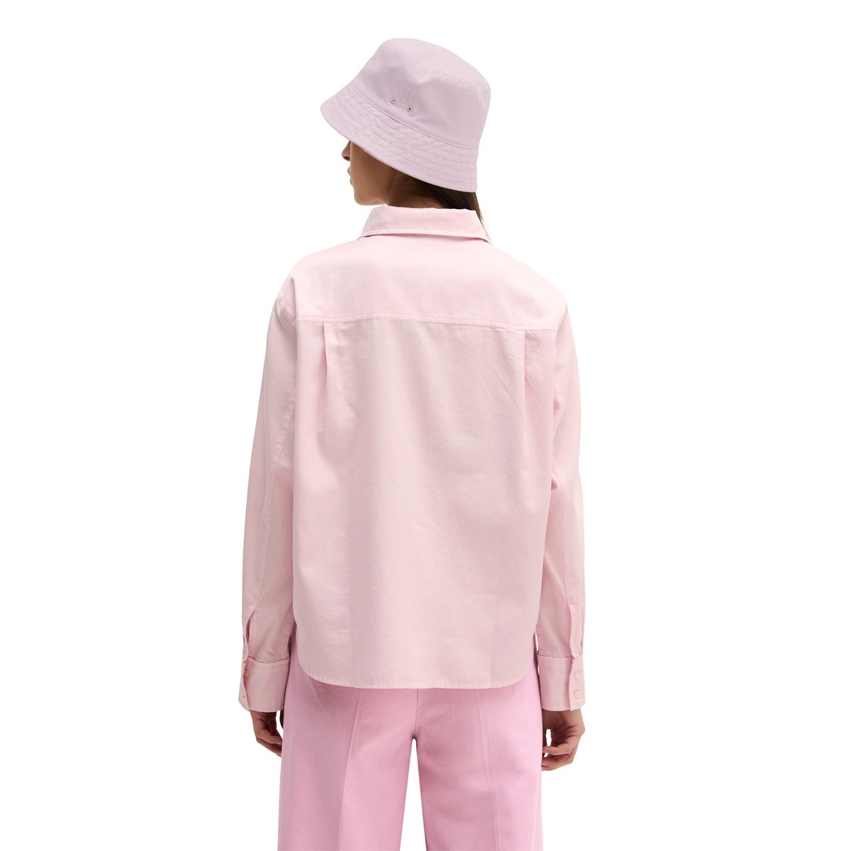 Blouse relaxed cropped en satin de coton rose, MARC O'POLO