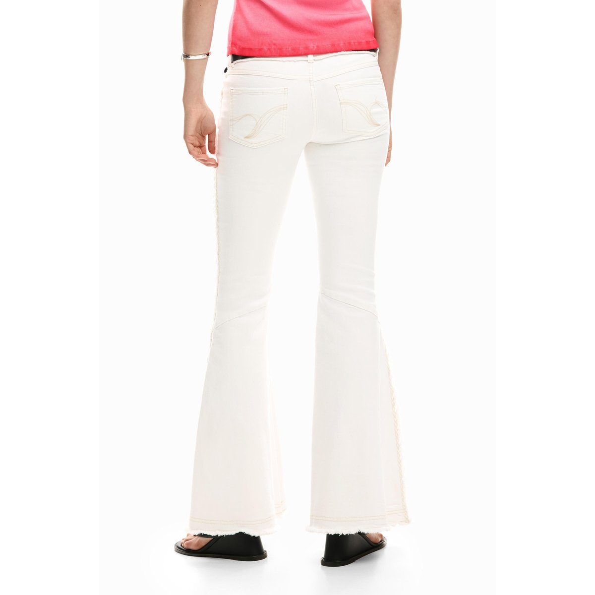 Jean évasé effiloché beige, DESIGUAL
