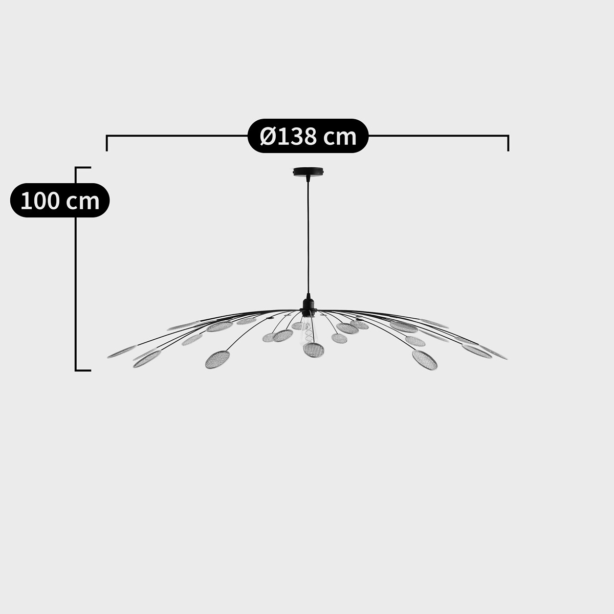 Lámpara de techo de acero y caña Ø138 cm, Léonie natural/negro, LA REDOUTE INTERIEURS