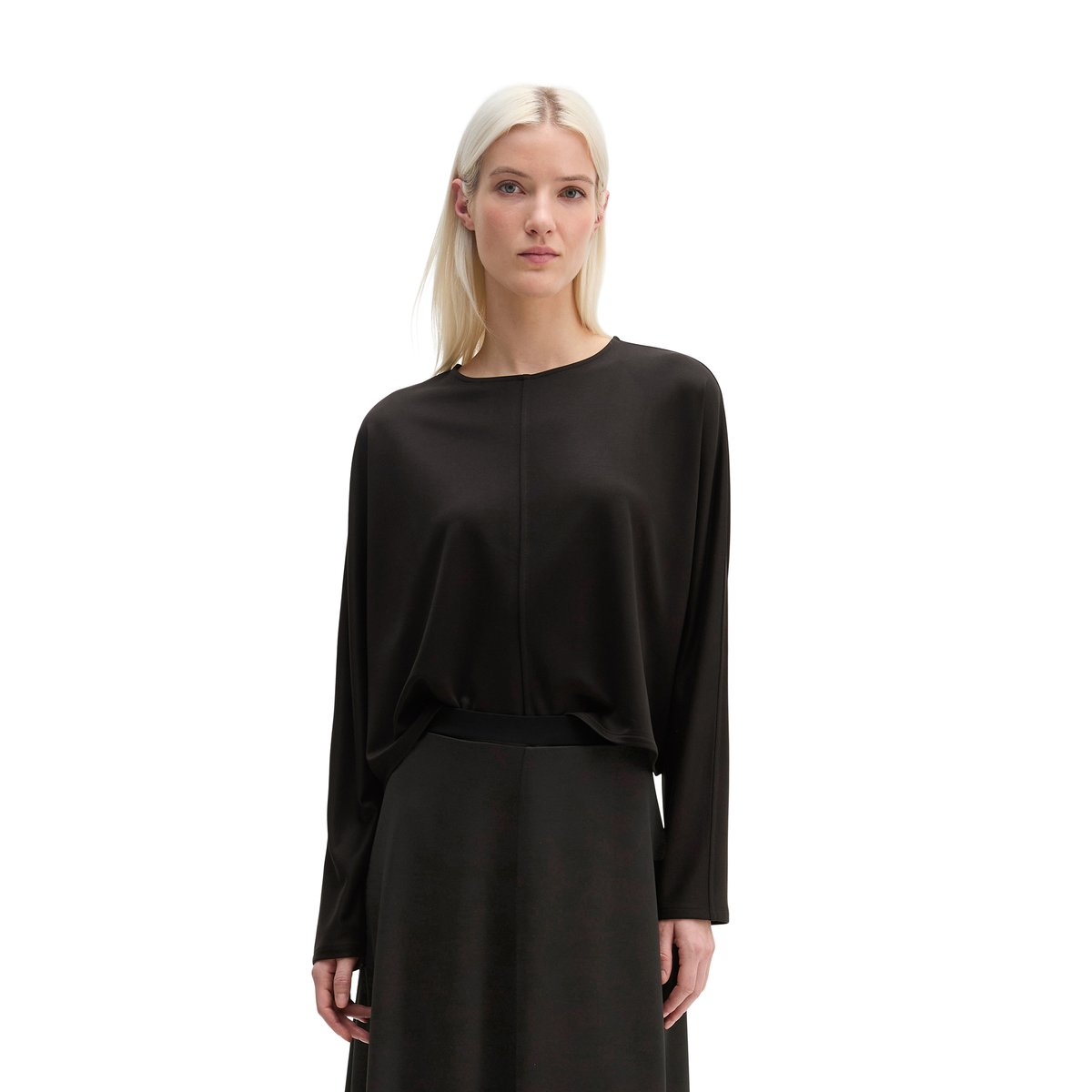 T-shirt long cropped en LENZING™ ECOVERO™ noir, MARC O'POLO
