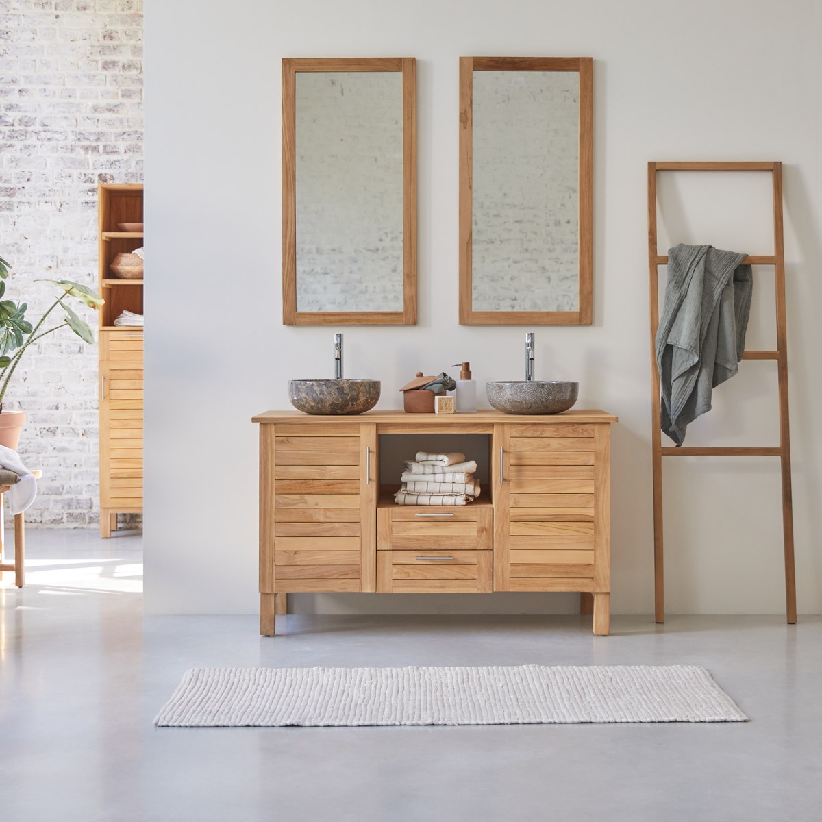 Meuble Salle De Bain en Teck massif, SOHO naturel, TIKAMOON