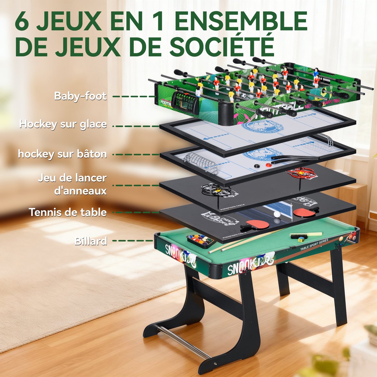 Table de billard multifonctionnelle MDF multicolore, HOMCOM