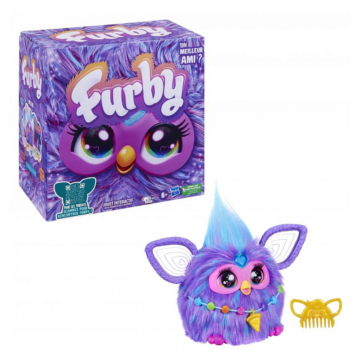 Furby violet peluche interactive couleur unique, HASBRO
