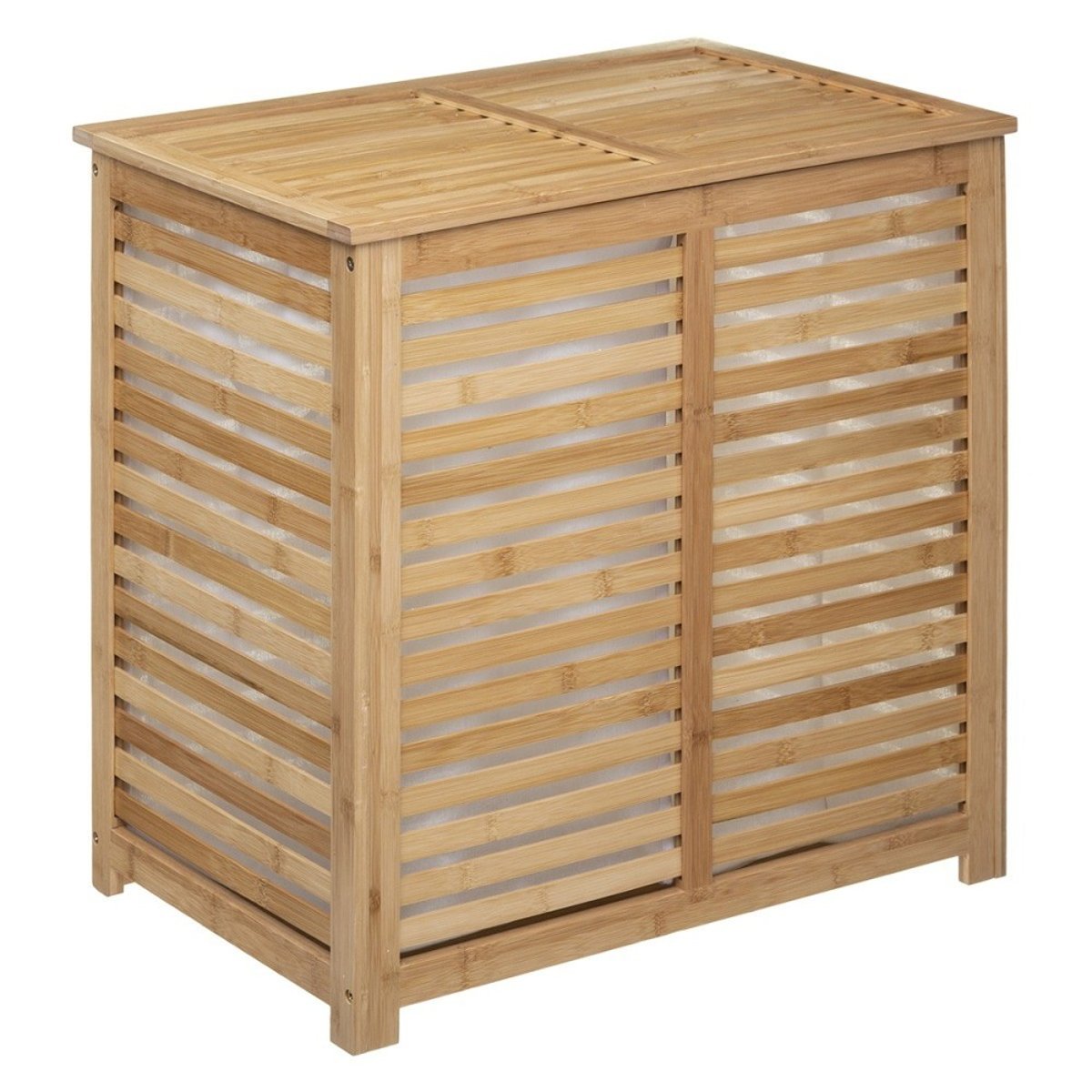 Panier à linge double Sicela bambou beige, ATMOSPHERA