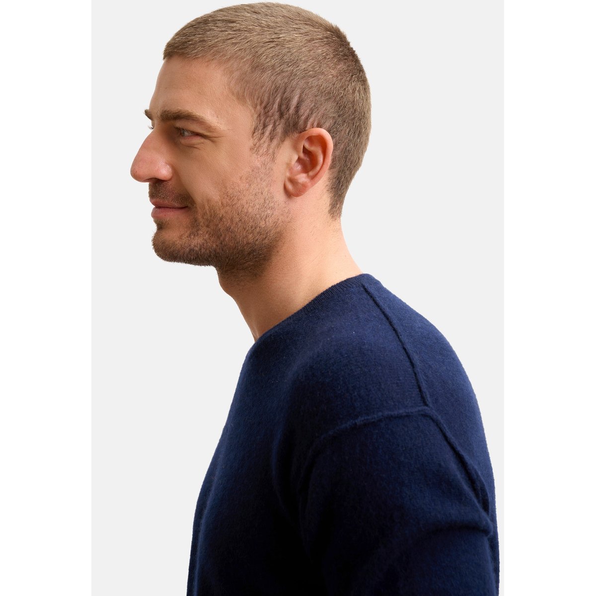 Pull Col Rond Navy Noe bleu foncé, JUST CASHMERE