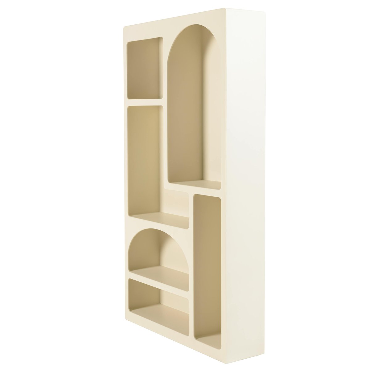 Etagère 6 niches 100x26cm en bois peint couleur beige NELIA beige, PIER IMPORT