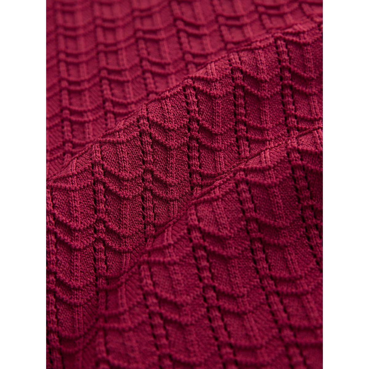 Polo standard zippé en maille pointelle rouge, NEXT