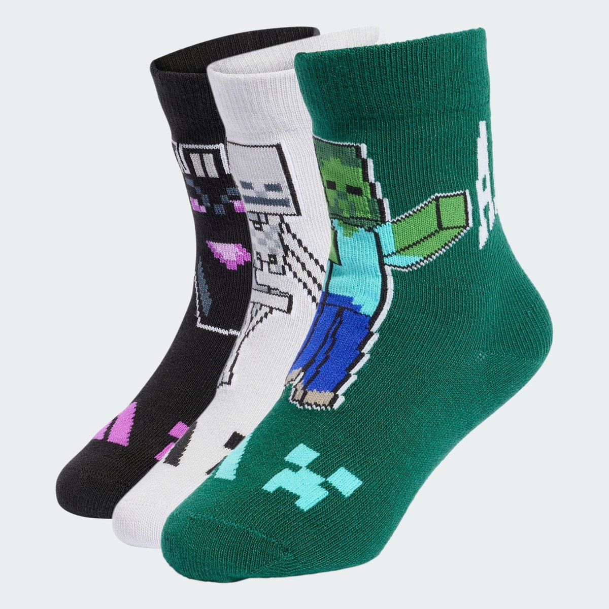 Chaussettes Adidas Minecraft Enfants (3 Paires) Chaussettes Adidas Minecraft Enfants (3 Paires) light solid grey / collegiate green / black, ADIDAS SPORTSWEAR
