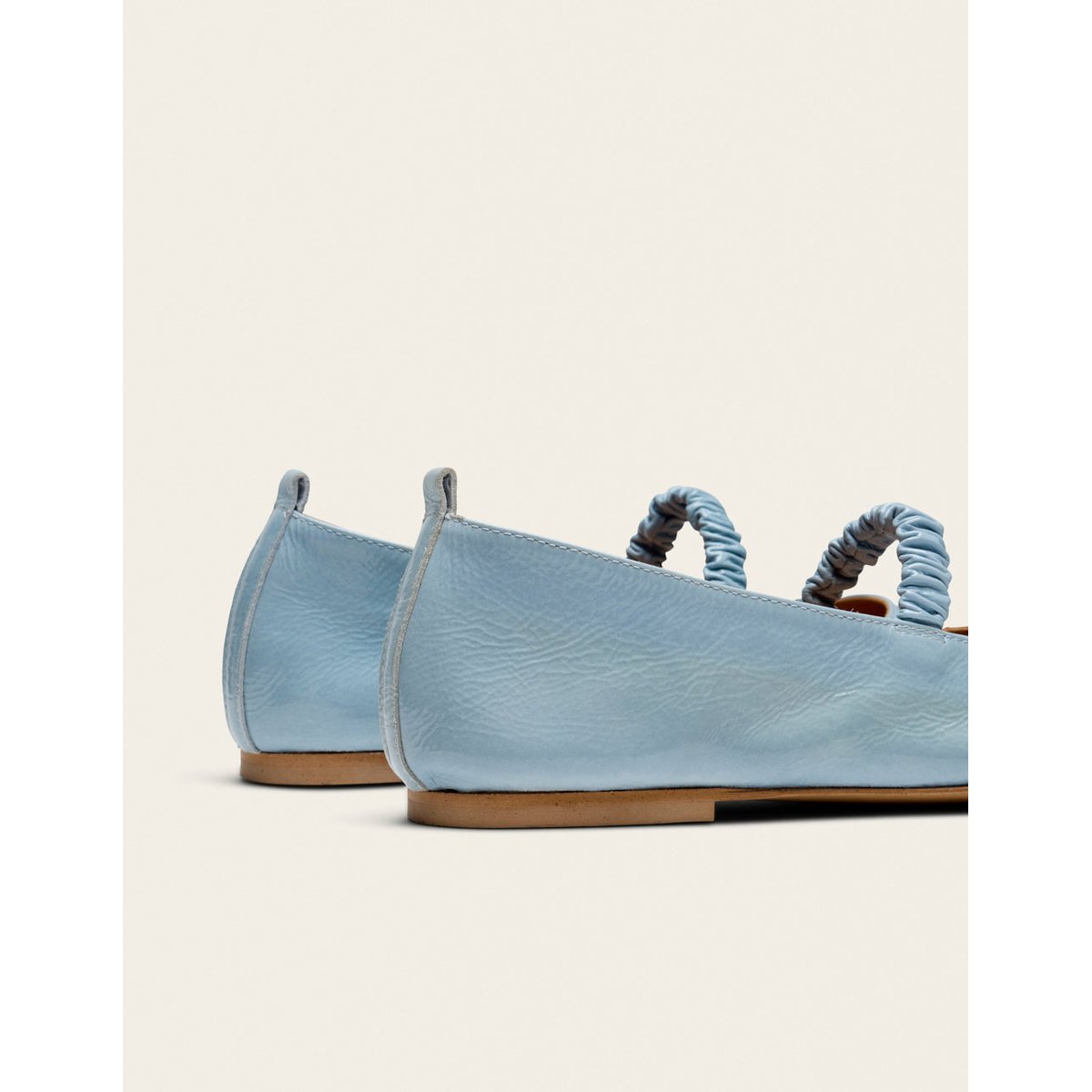 Ballerines SERRA cuir plissé verni bleu glacé, ODAJE