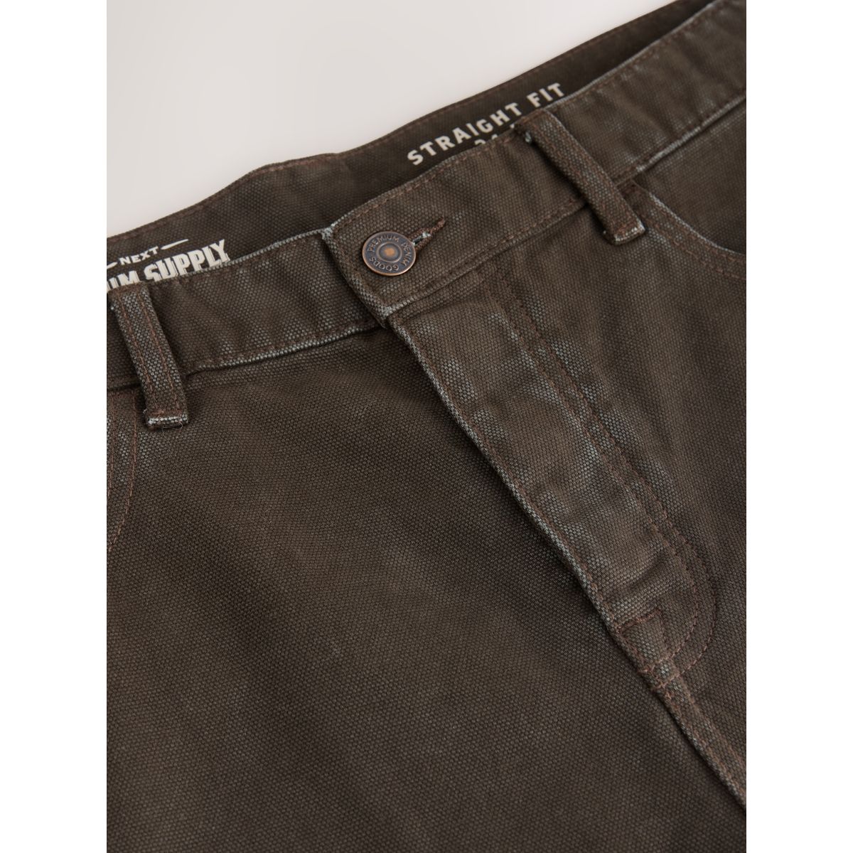 Jean en toile aspect denim marron, NEXT