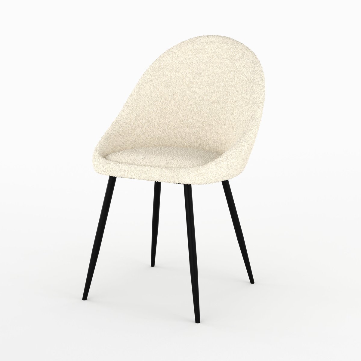 Lot de 2 chaises en tissu bouclé - RONA blanc, MAISON PAVANE