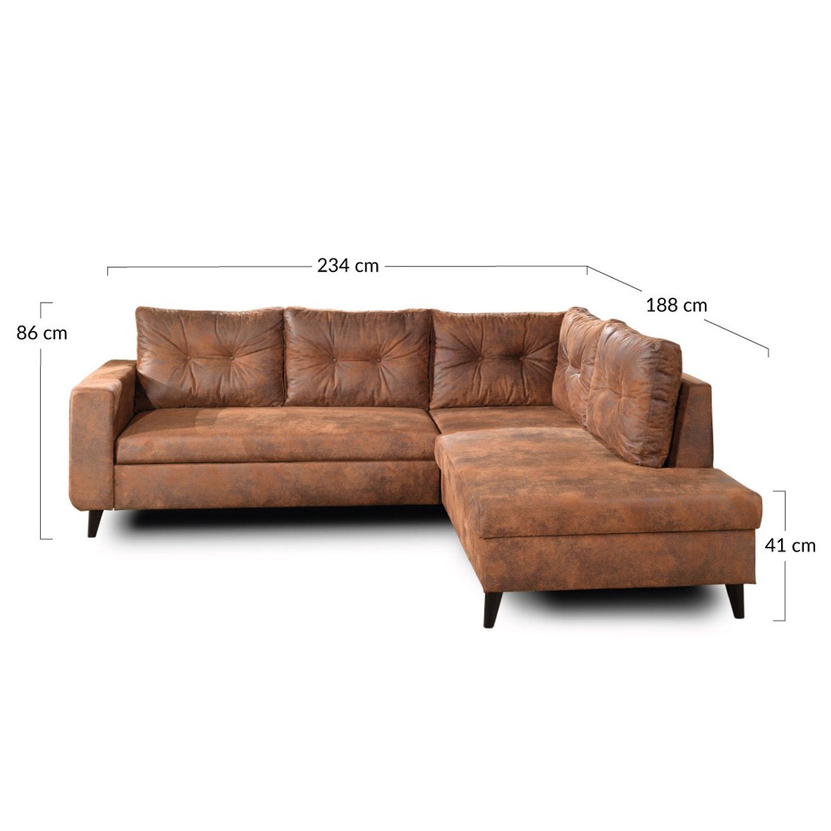 Canapé d'Angle droit 5 places - NORDIC marron, BEST MOBILIER