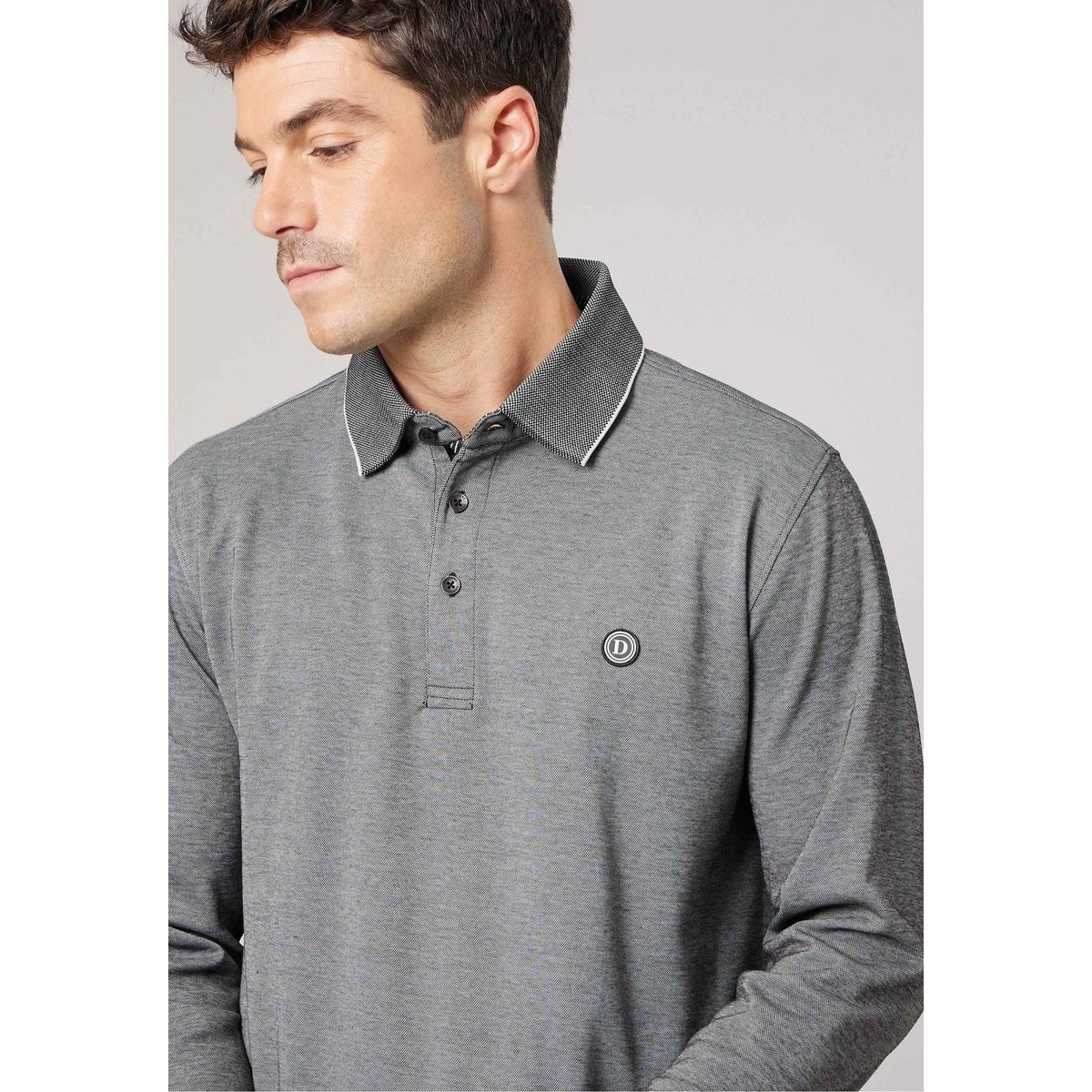 Polo regular homme avec col contrasté VELVORI noir, DEELUXE