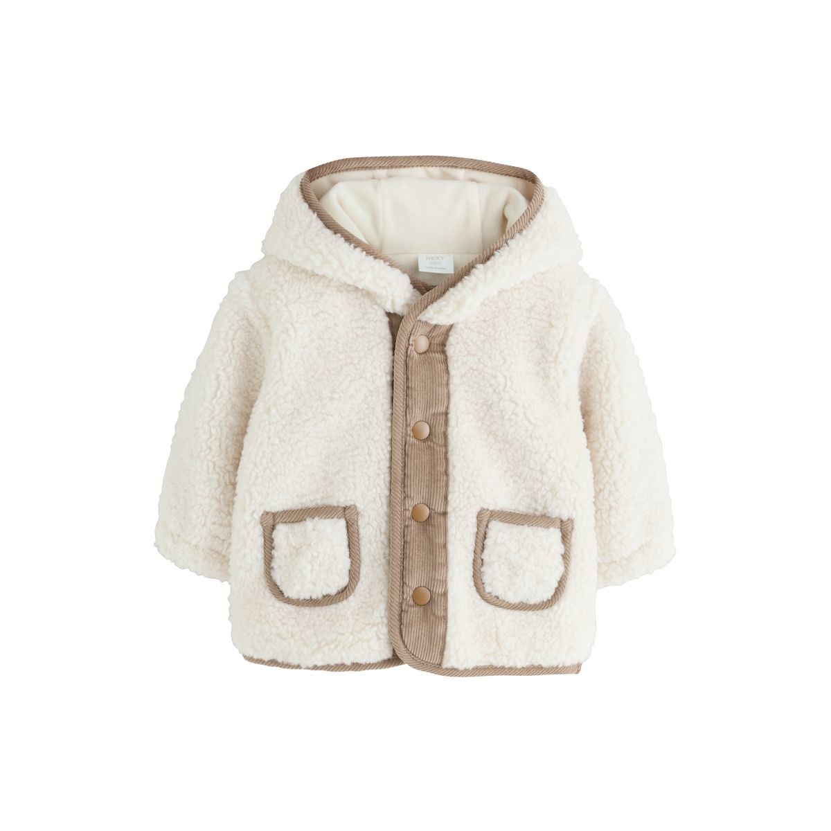 Veste à capuche bébé imitation peau de mouton crème, NEXT