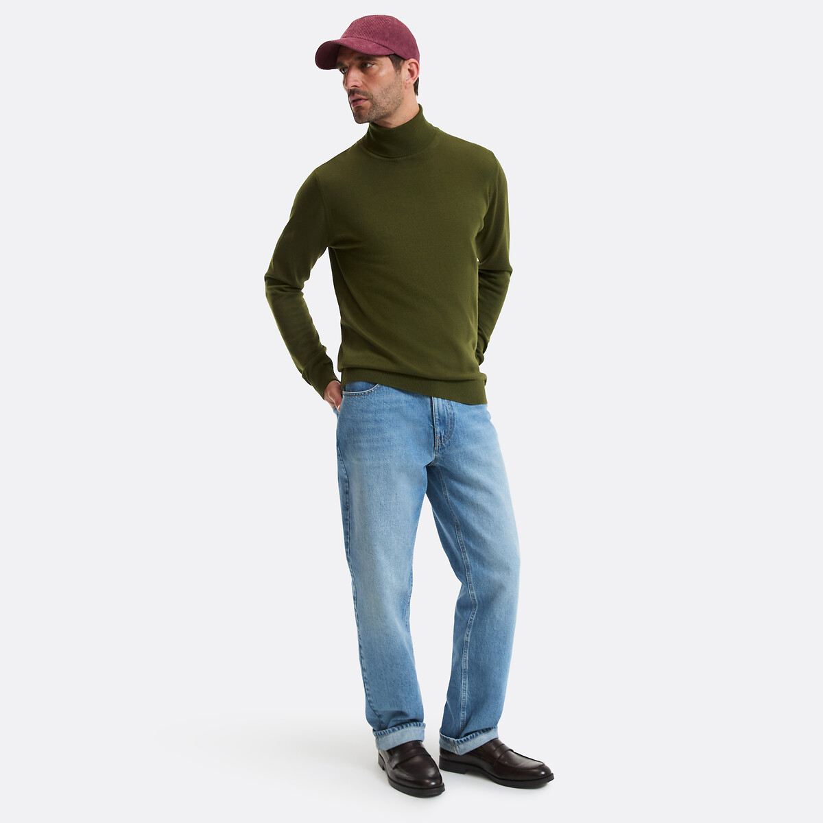 Merino Turtleneck Jumper khaki, LA REDOUTE COLLECTIONS