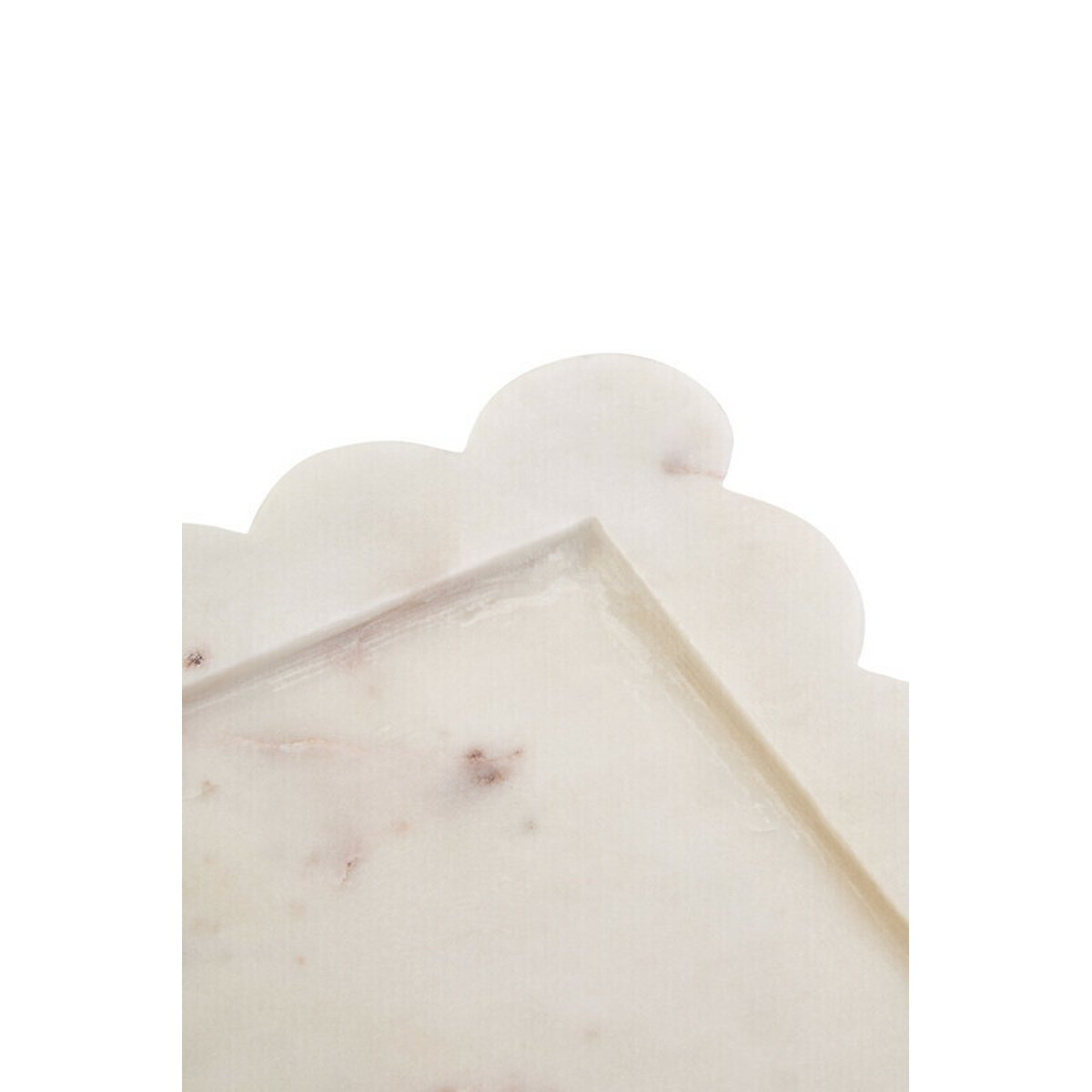 Large White Marble Square Tray with Scallop Edges white, FIFTY FIVE SOUTH