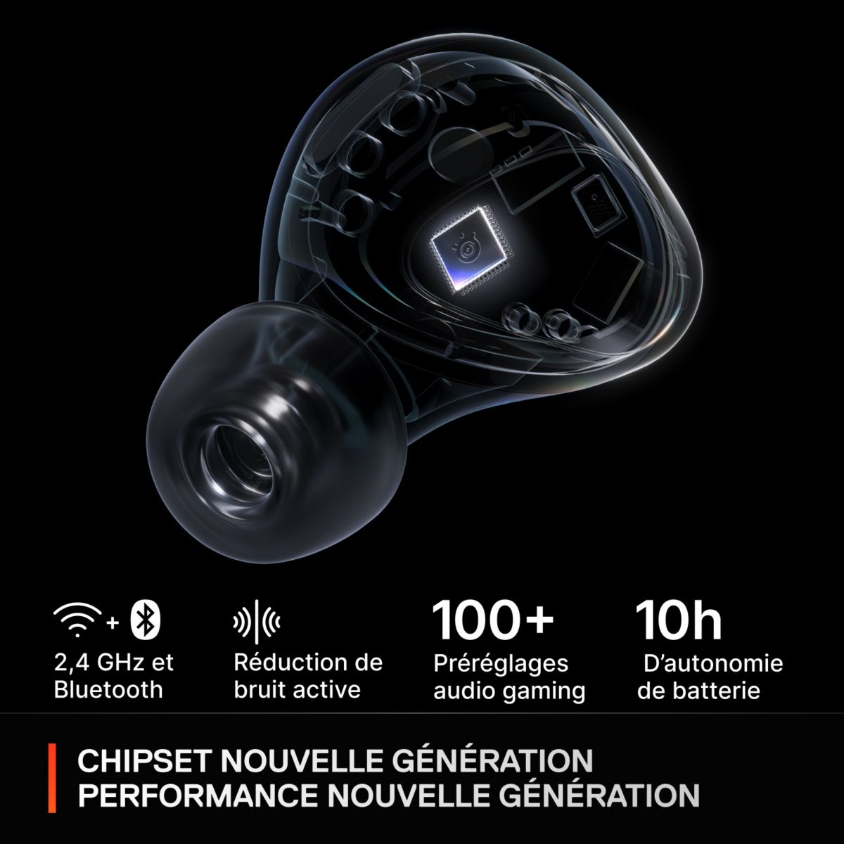 Casque gamer Arctis GameBuds Noir couleur unique, STEELSERIES