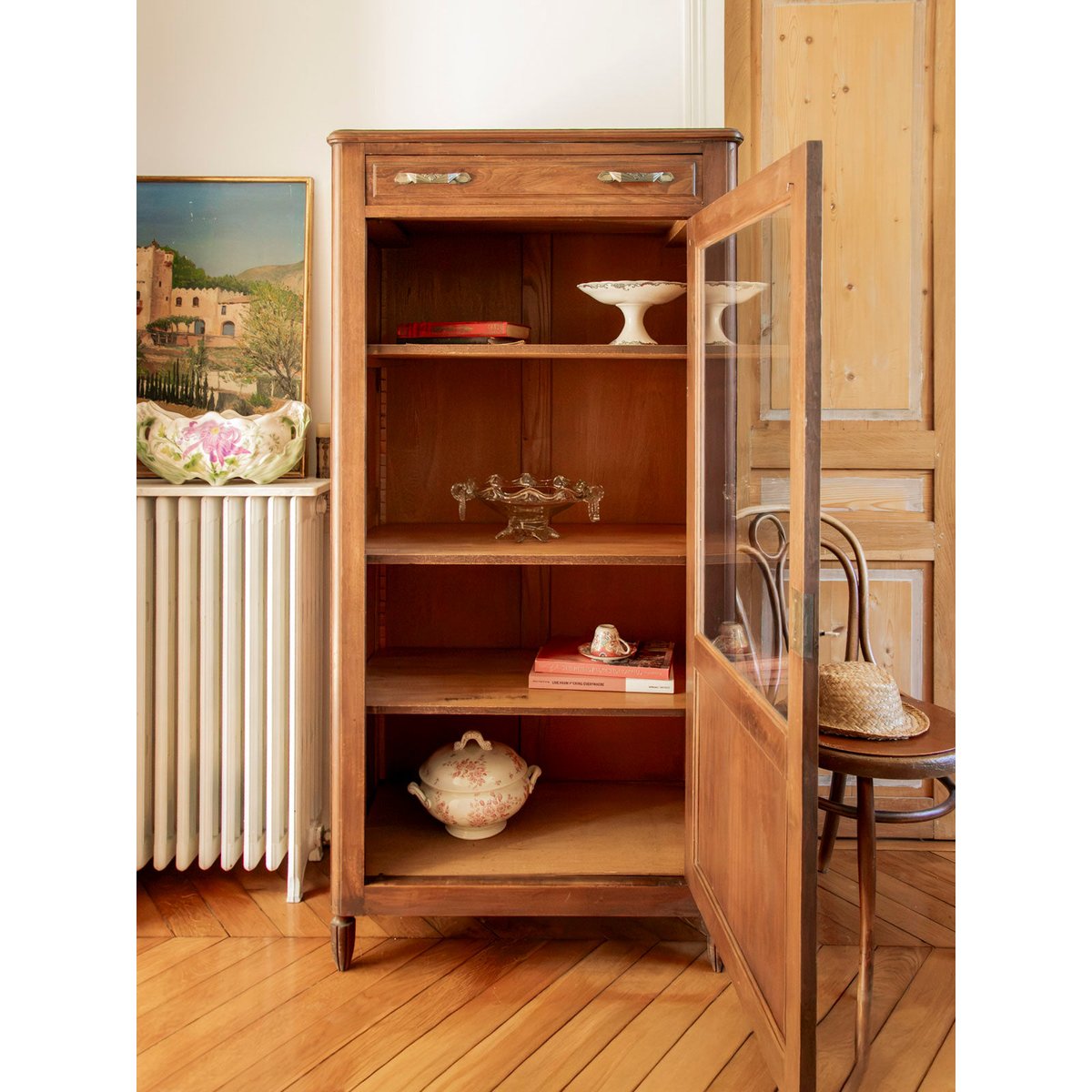 Vitrine aux poignées Art Déco Victoria N°1365 - Bon état bois foncé, DEBONGOUT
