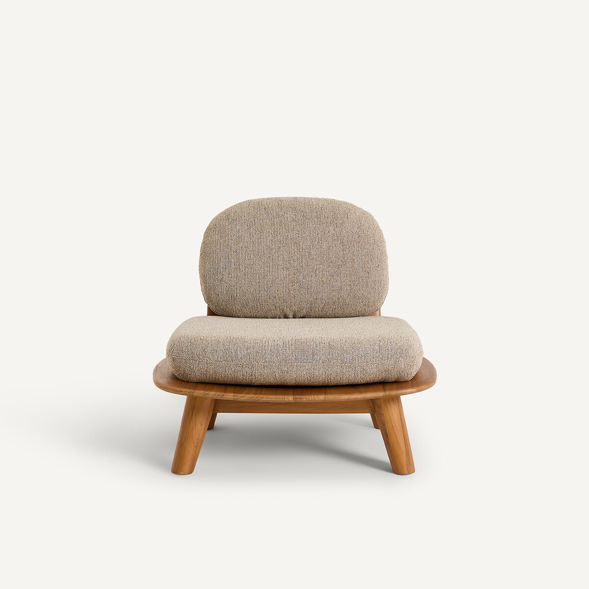 Fauteuil en teck massif et coussins en tissu chiné, MAZAI teck, AM.PM