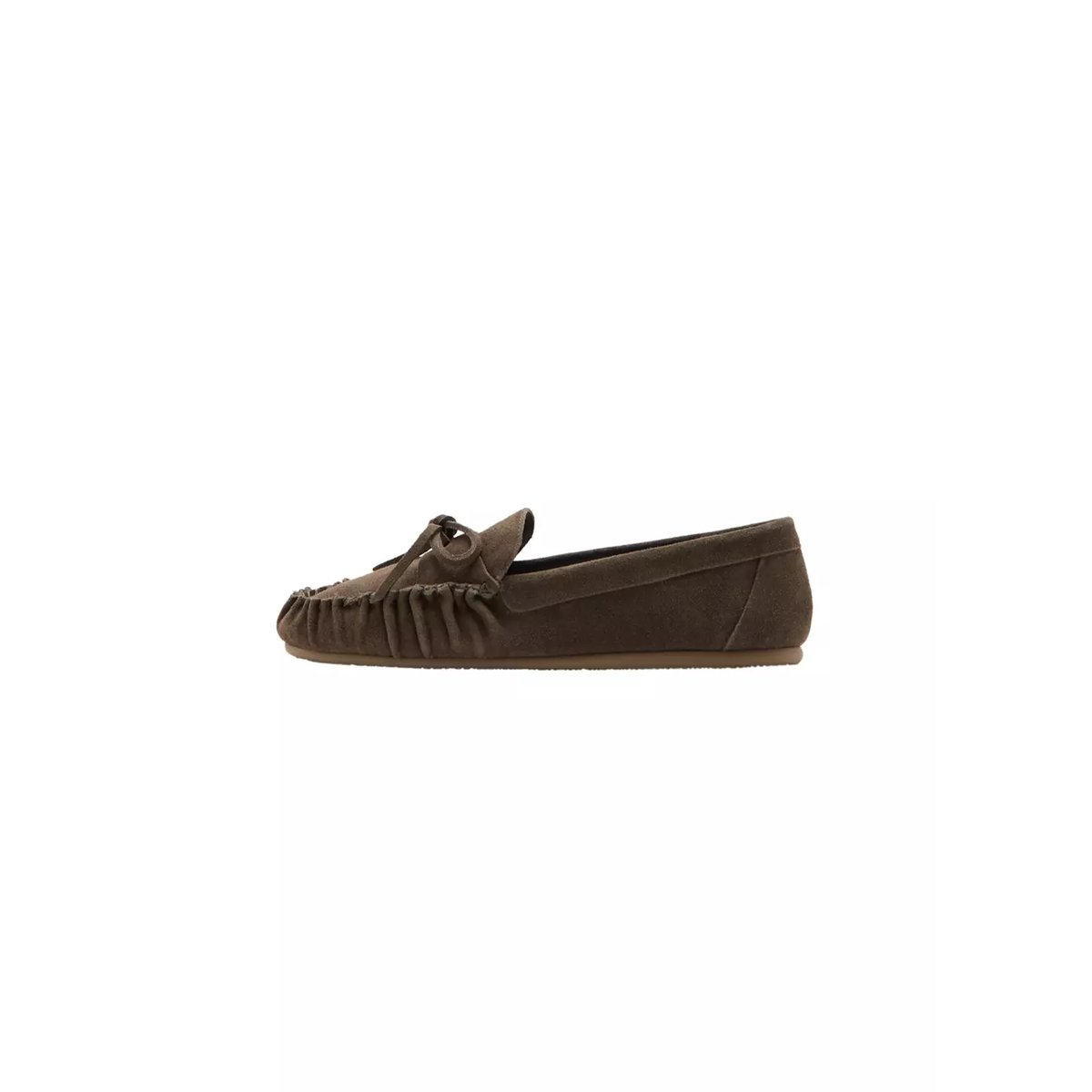 Mocassin en daim bout froncé sable, MANGO