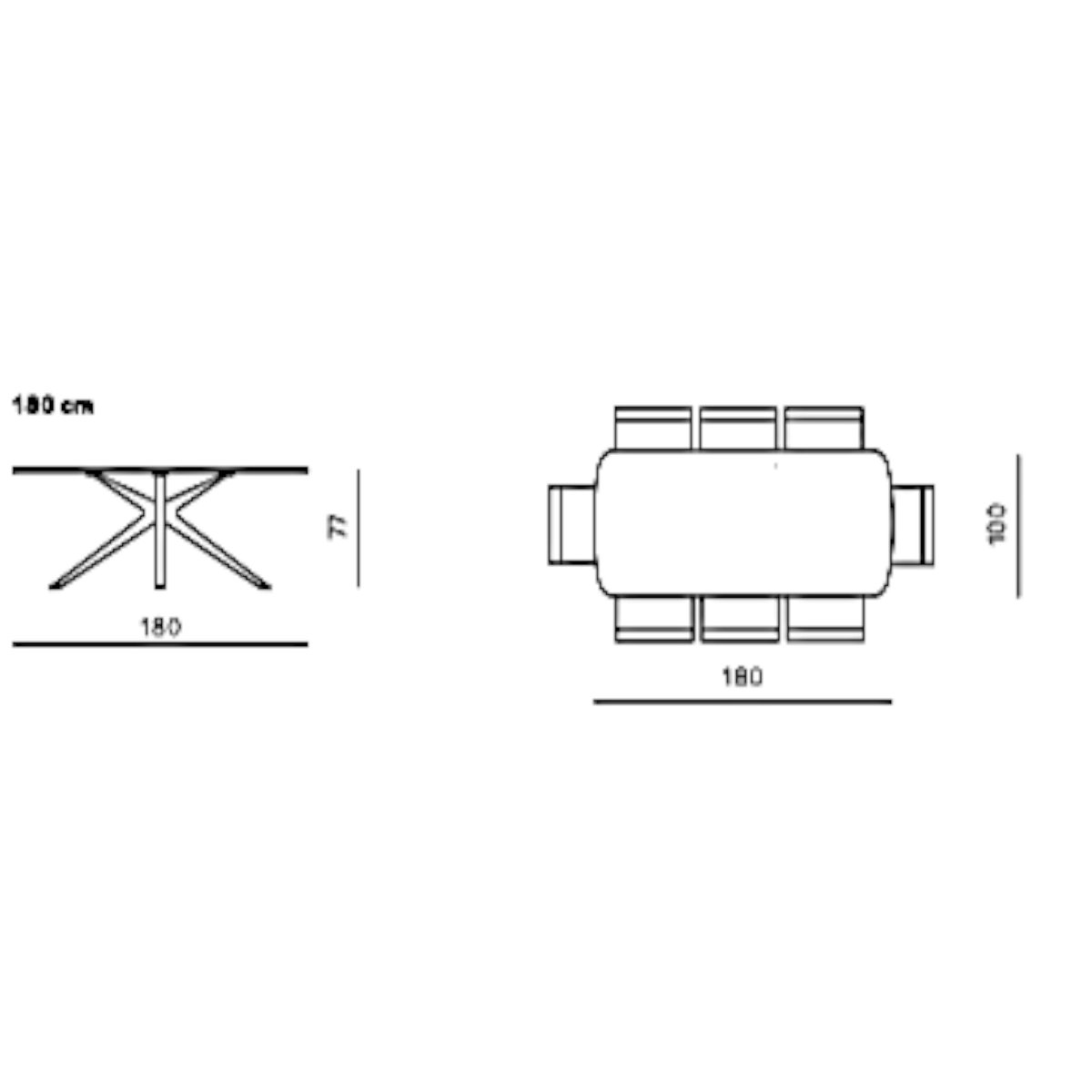 Table à manger design en verre ondulé 180 cm ALBA gris, PIER IMPORT