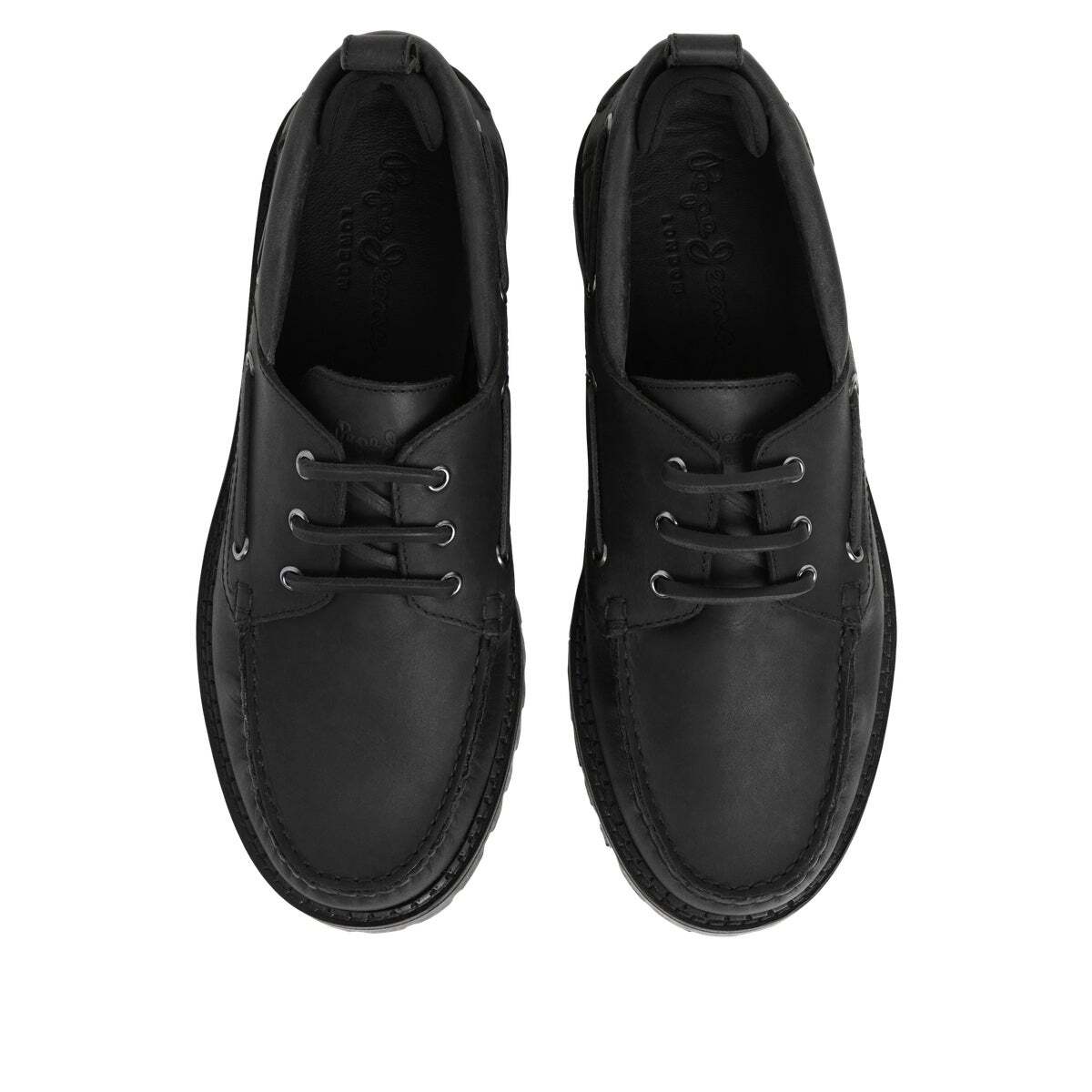 Baskets Bateau En Cuir noir, PEPE JEANS