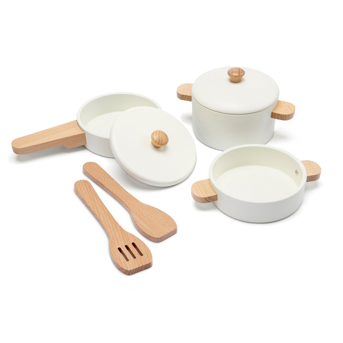 Ensemble de casseroles en bois blanc, NEW CLASSIC TOYS