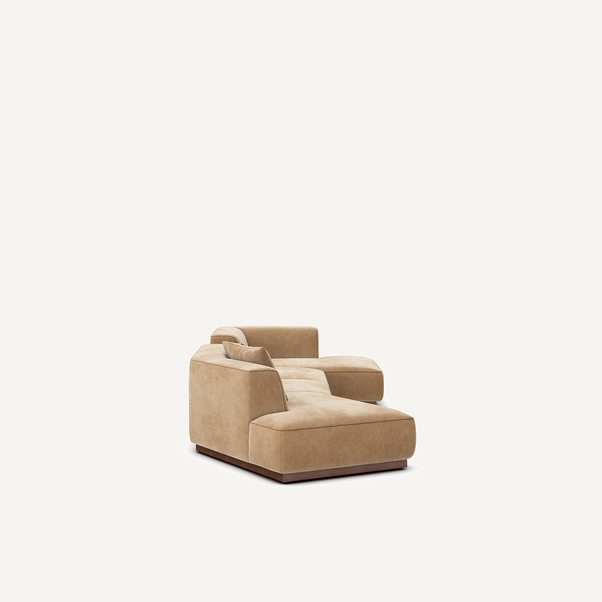 Canapé d'angle droit ouvert avec repose pieds en velours stonewashed, JACOPO ficelle, AM.PM